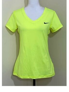 Nike Neon Yellow V-Neck Short Sleeve Tee